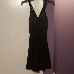 Little black dress with pleather bodice